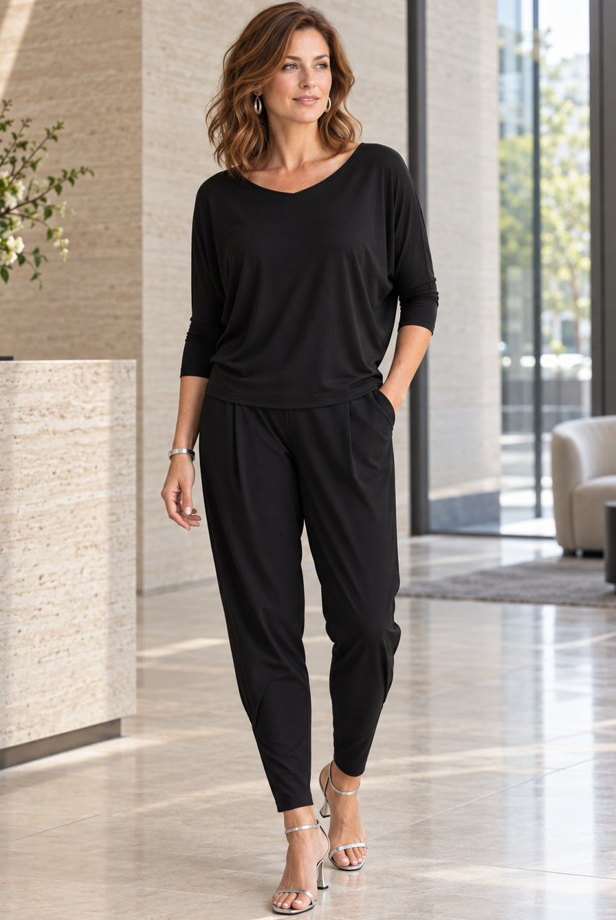 PAULA RYAN Batwing Top EcoVero - Black - Paula Ryan