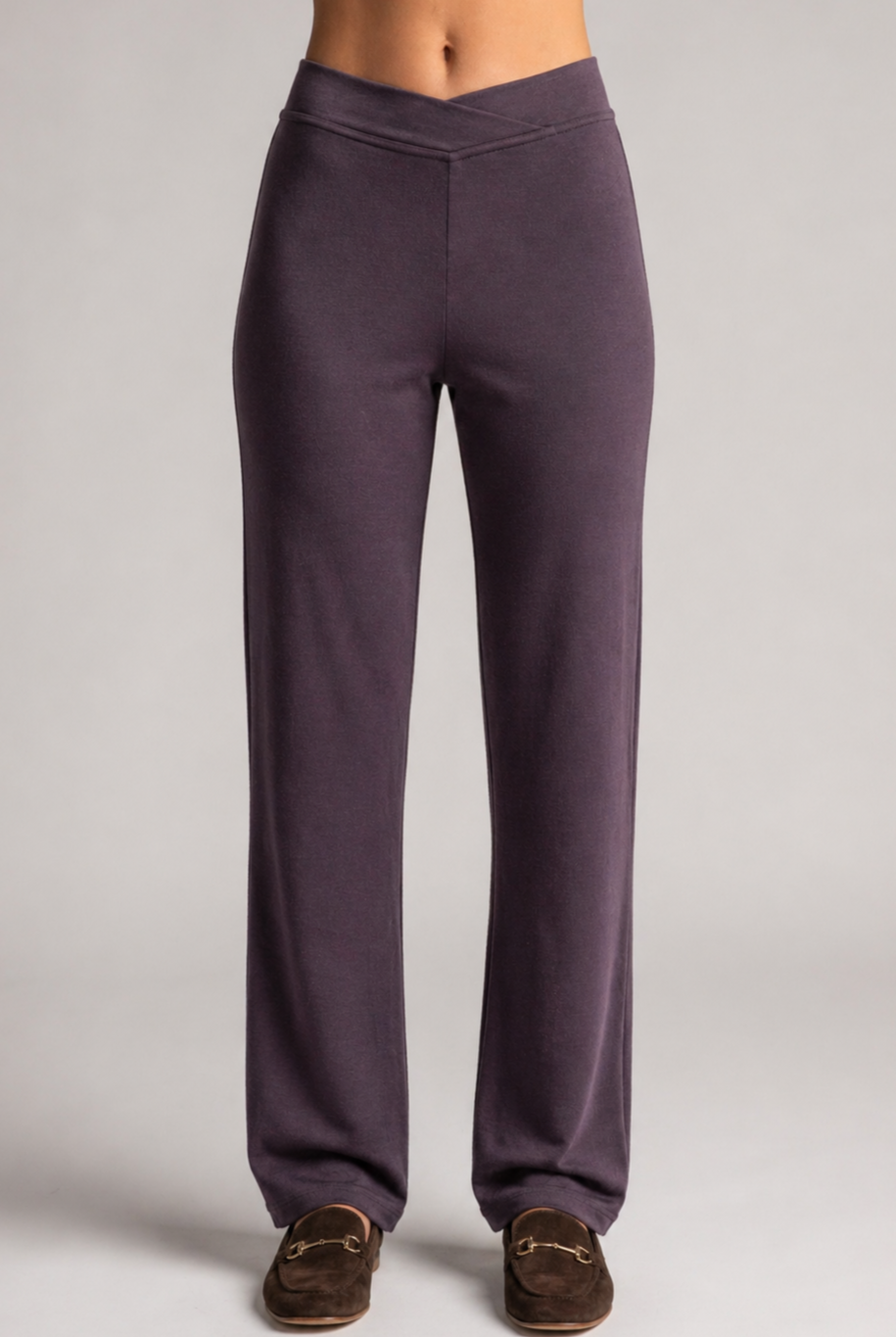 PAULA RYAN Straight Leg Lounge Pant - Merino Cocoa Plum - Paula Ryan