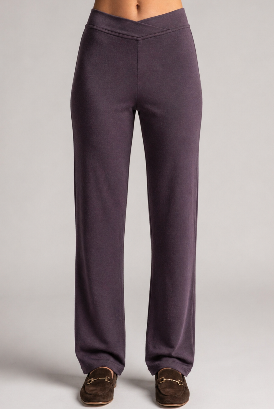 PAULA RYAN Straight Leg Lounge Pant - Merino Cocoa Plum - Paula Ryan