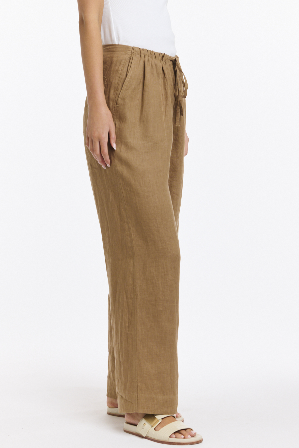 365 DAYS Perry Linen Drawcord Pant - Toffee