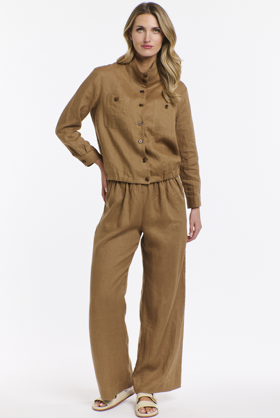 365 DAYS Perry Linen Drawcord Pant - Toffee