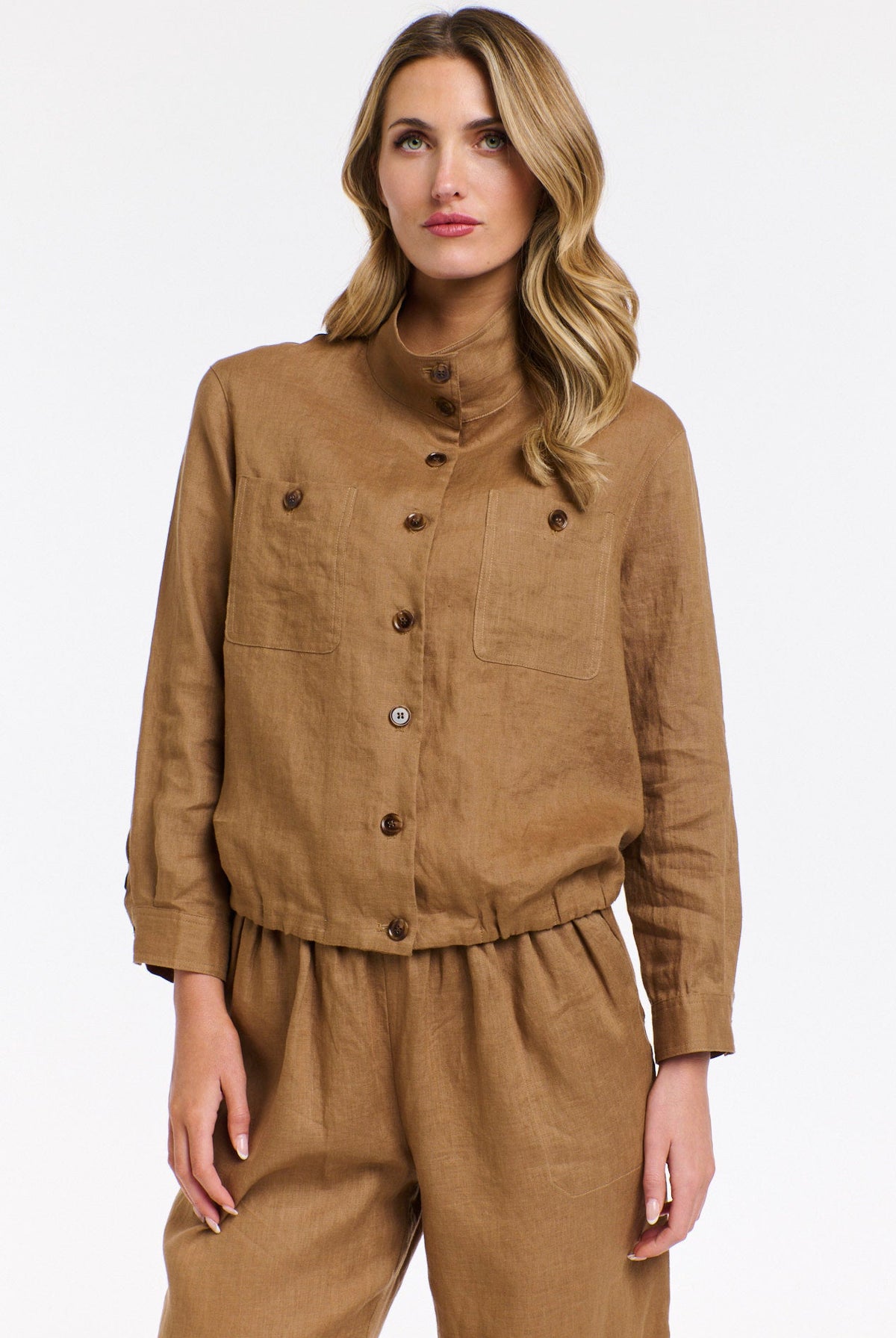 365 DAYS Rowan Linen Bomber Jacket - Toffee