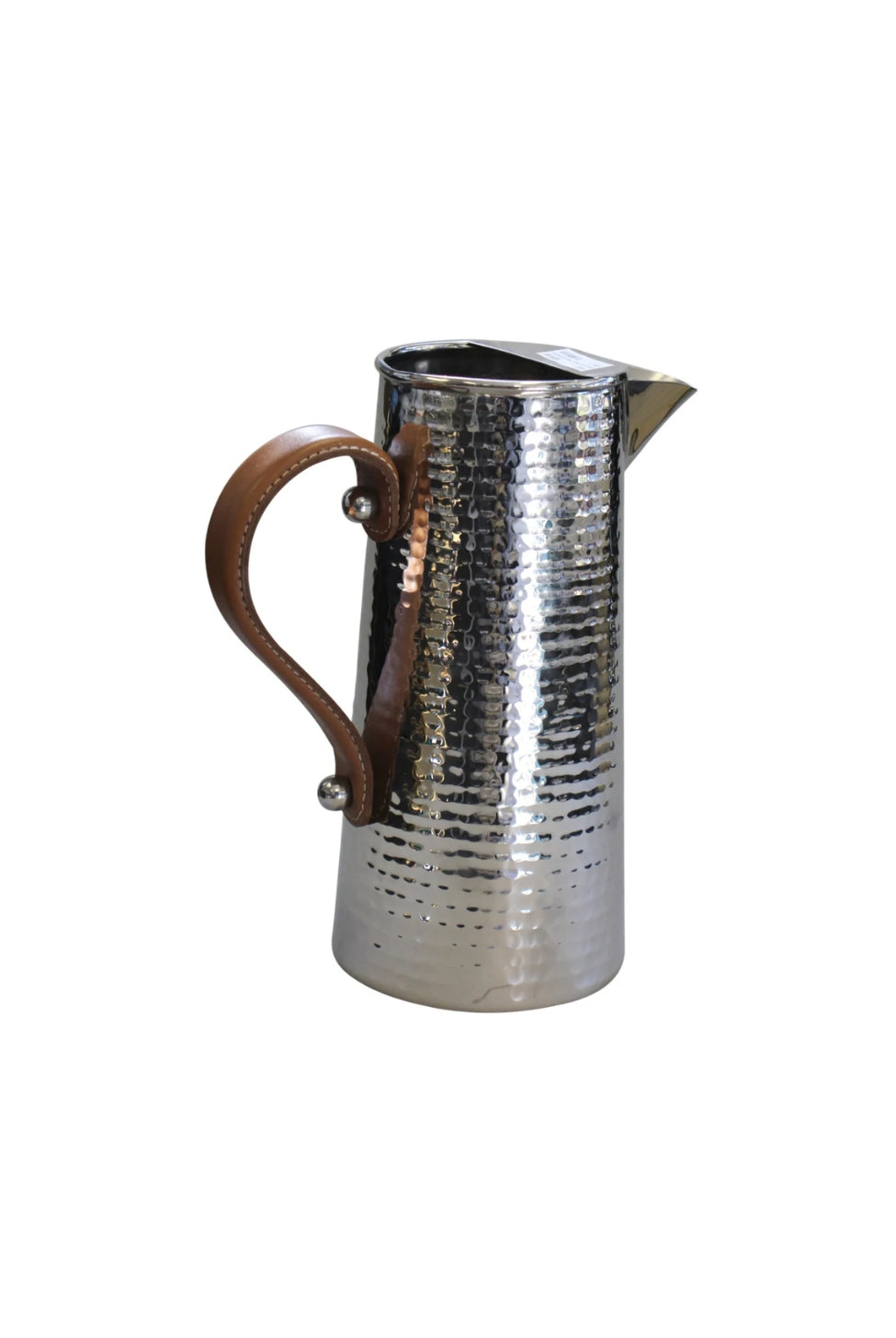 Hammered St. Steel Jug w/ Leather Handle - Large - Magpie Style