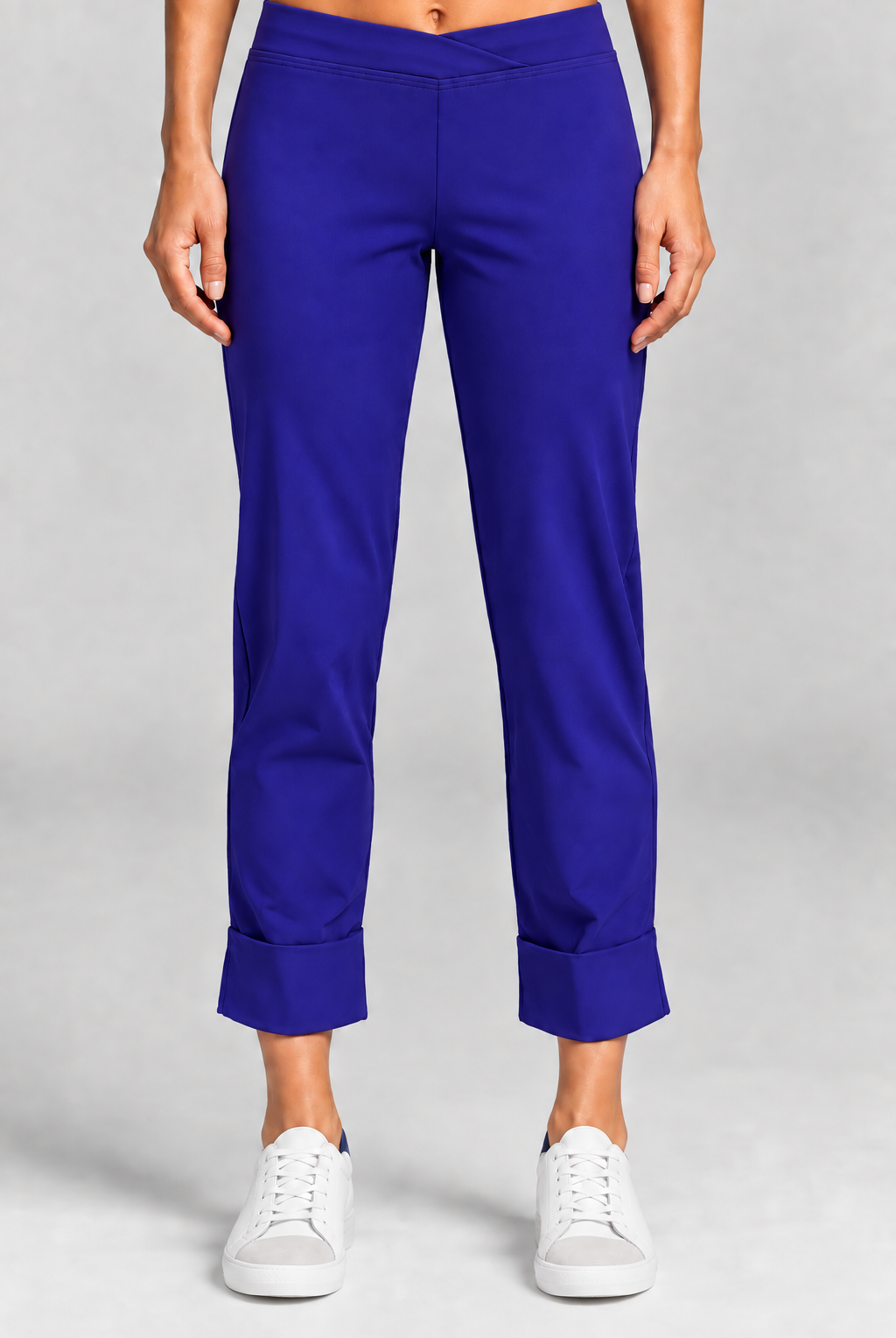 PAULA RYAN ESSENTIALS Wide Cuff Capri Pant Microjersey - Greek Blue - Paula Ryan