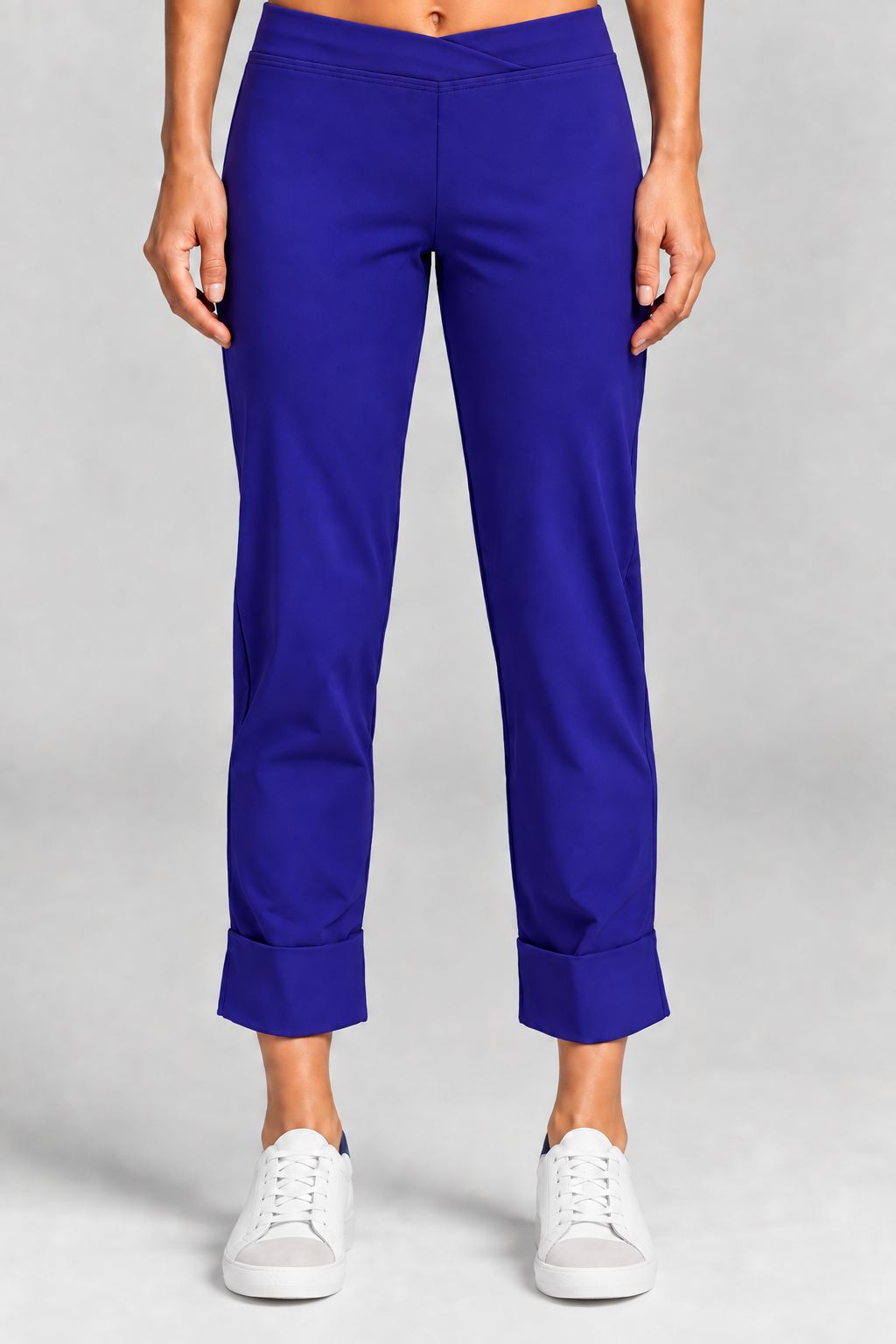 PAULA RYAN ESSENTIALS Wide Cuff Capri Pant Microjersey - Greek Blue - Paula Ryan