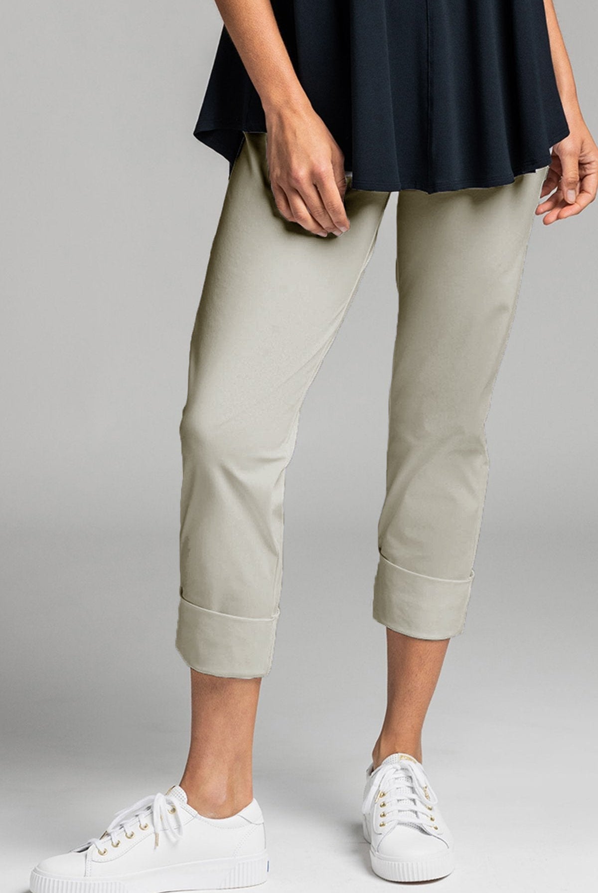 PAULA RYAN ESSENTIALS Wide Cuff Capri Pant - Classic Microjersey Sand - Paula Ryan