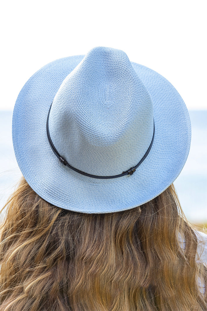 TRAVAUX EN COURS - Borsalino hat leather strap Ciel - Paula Ryan