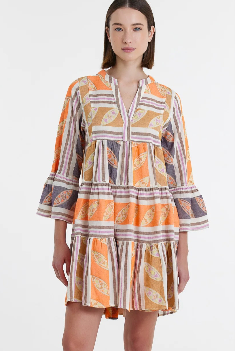 DEVOTION TWINS - Hermosa Short Dress Orange/Lilac - Magpie Style