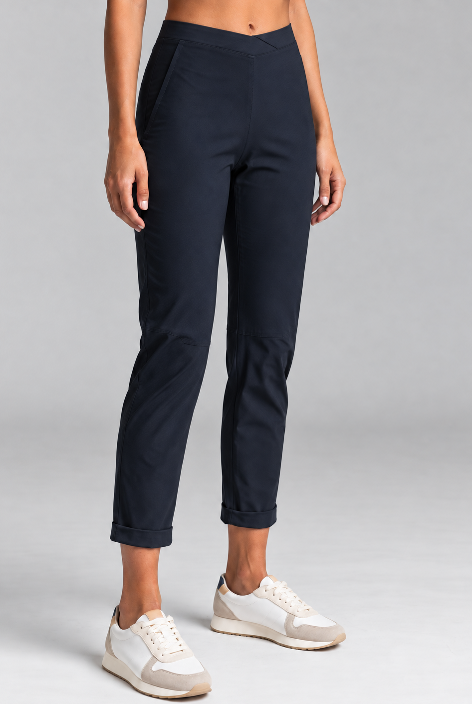 PAULA RYAN ESSENTIALS Narrow Cuff Capri Pant - Microjersey Navy - Paula Ryan