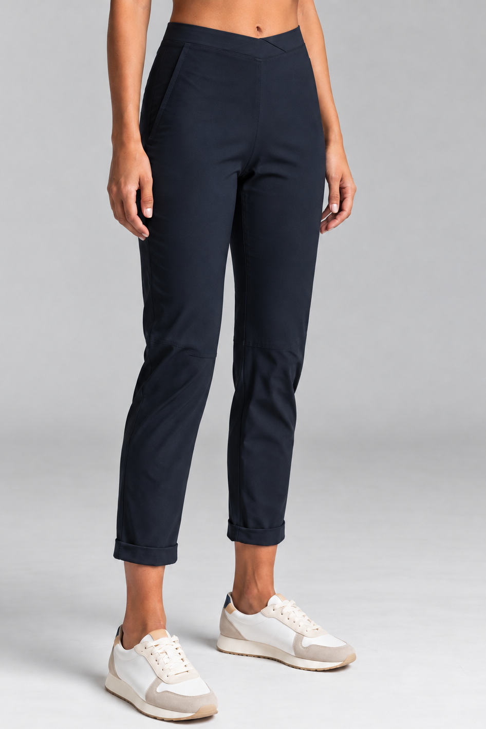 PAULA RYAN ESSENTIALS Narrow Cuff Capri Pant - Microjersey Navy - Paula Ryan