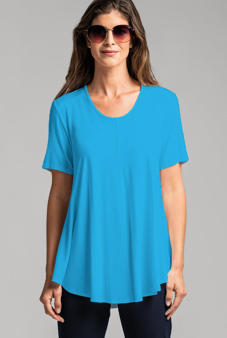 PAULA RYAN Scoop Neck Swing Tee Modal Soft - Tahitian Blue - Paula Ryan
