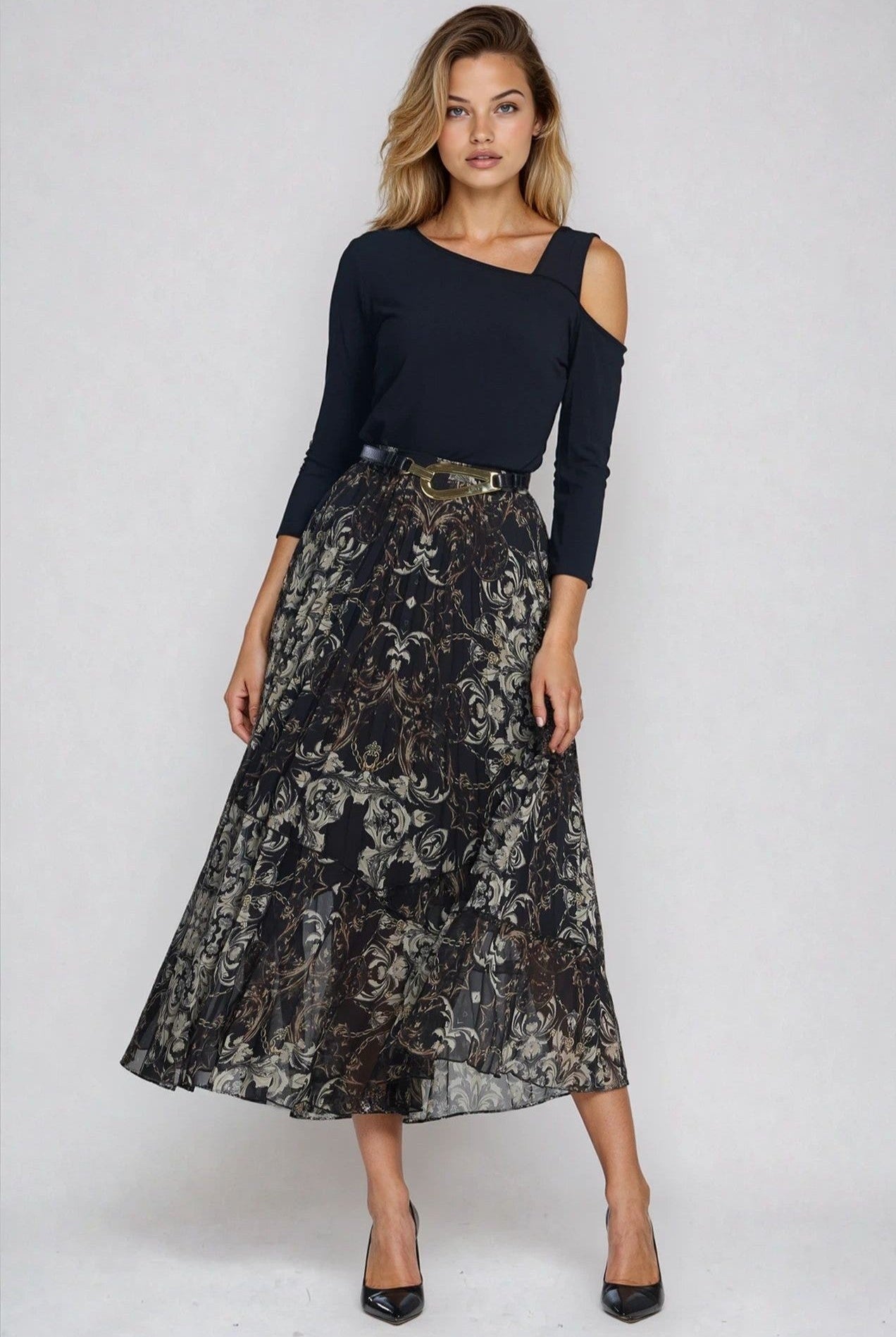 PAULA RYAN Asymmetric Neck Top - Eco Vero Navy - Paula Ryan