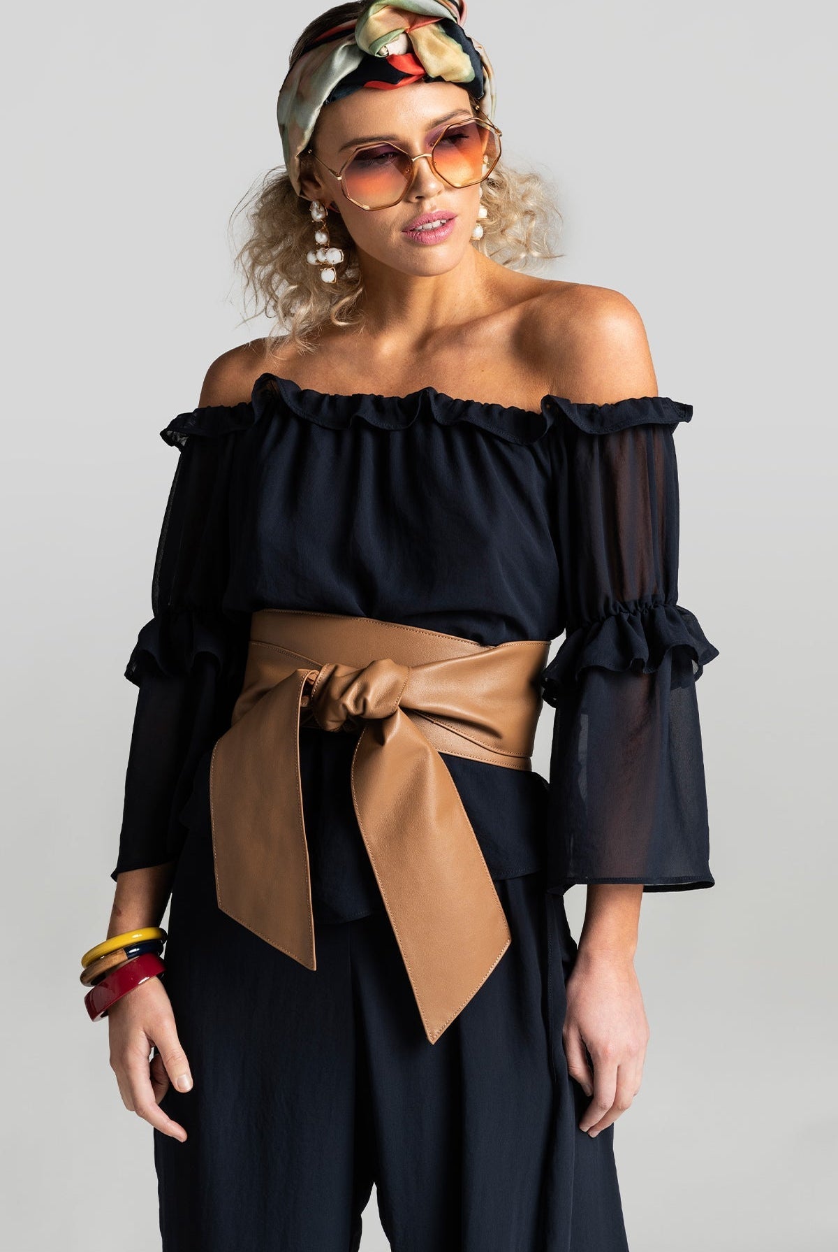 PAULA RYAN Soft Leather Wrap Belt - Tan - Paula Ryan