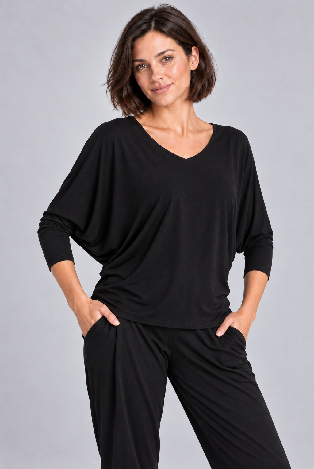 PAULA RYAN Batwing Top EcoVero - Black - Paula Ryan