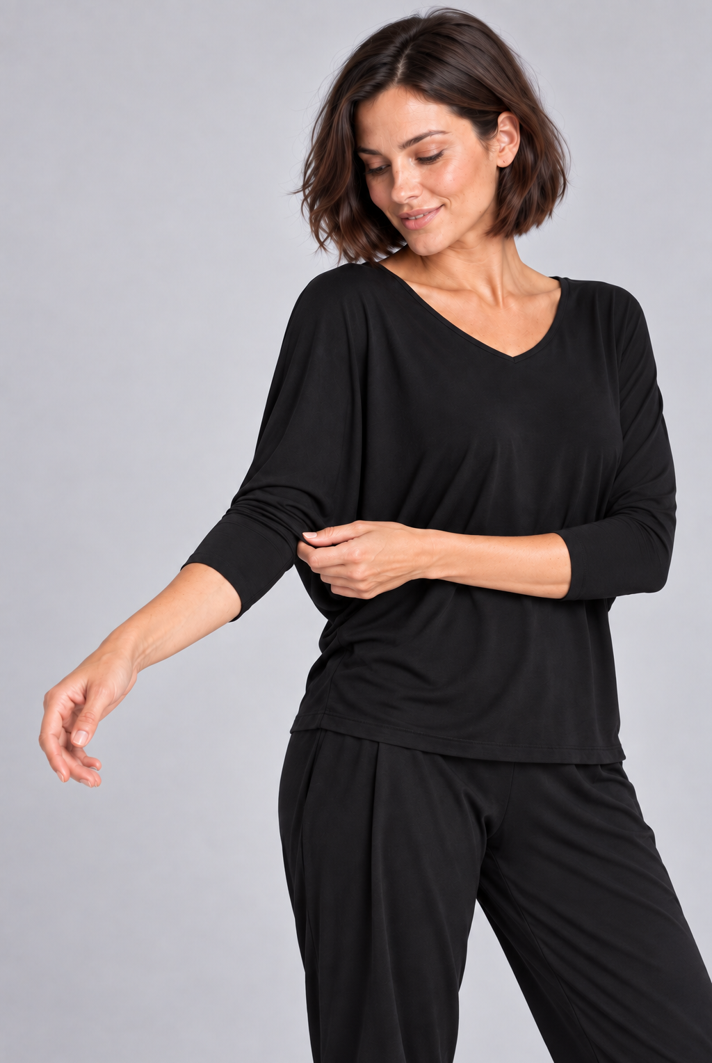 PAULA RYAN Batwing Top EcoVero - Black - Paula Ryan