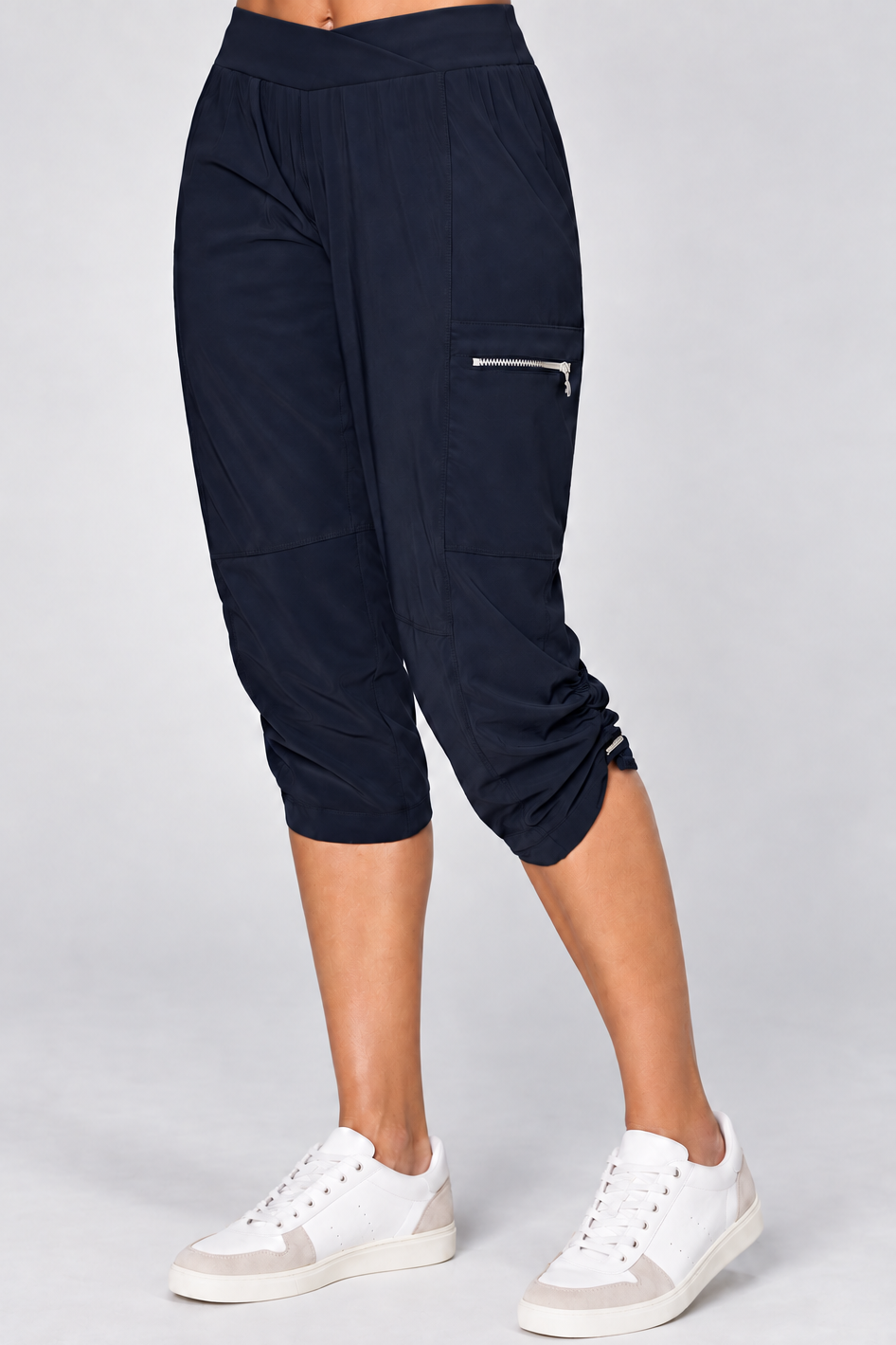 PAULA RYAN Toggled Clam Diggers Microjersey - Navy - Paula Ryan