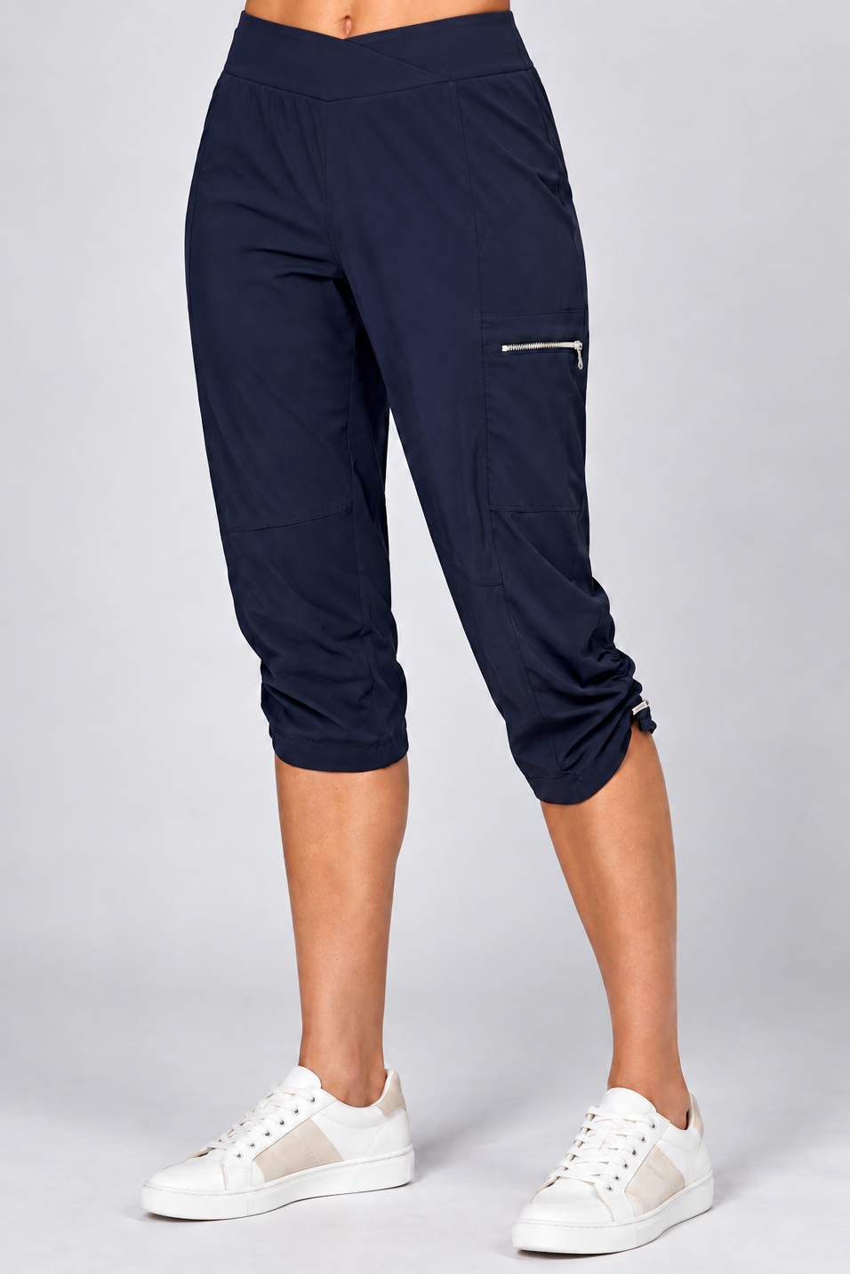 PAULA RYAN Toggled Clam Diggers Microjersey - Navy - Paula Ryan