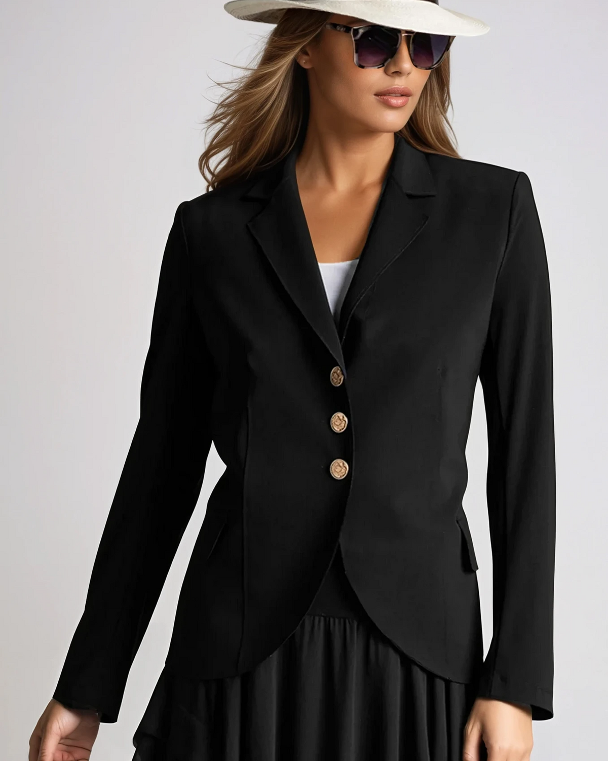 PAULA RYAN Classic Waisted Jacket - Black - Bonded Microjersey - Paula Ryan