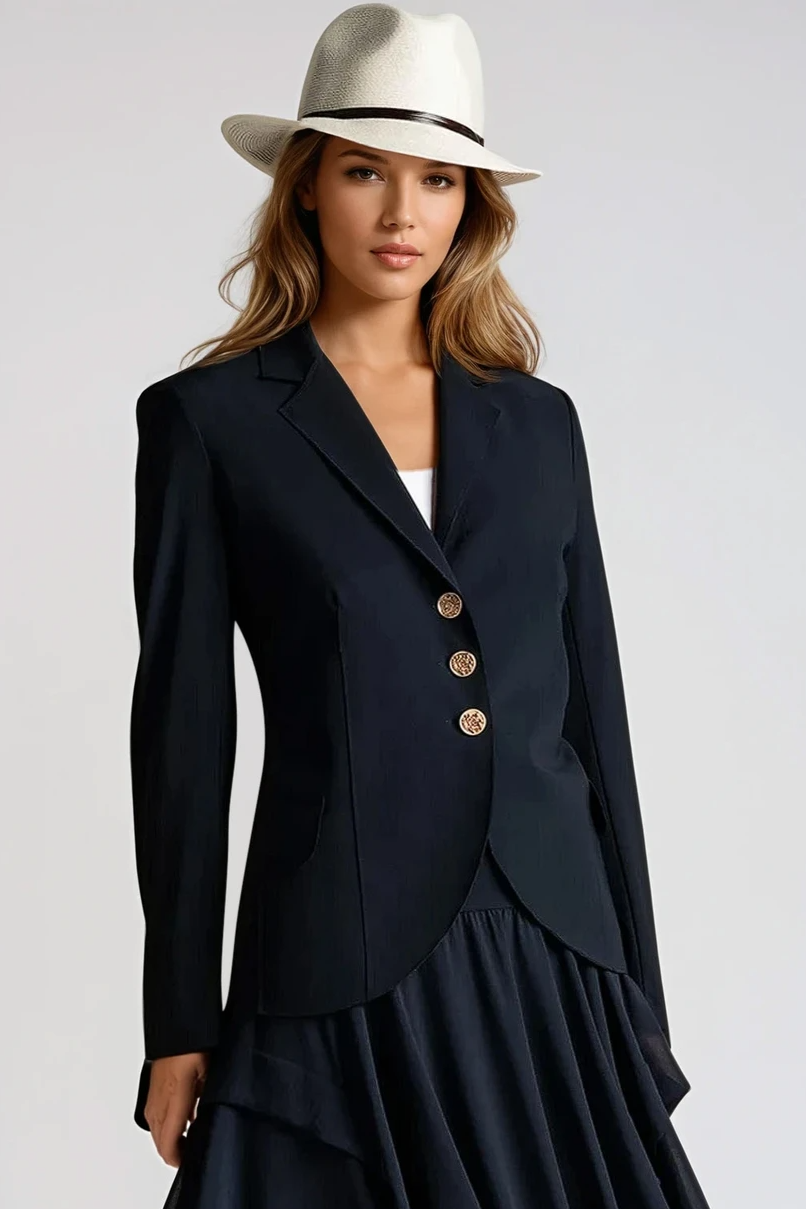 PAULA RYAN Classic Waisted Jacket - Navy - Paula Ryan