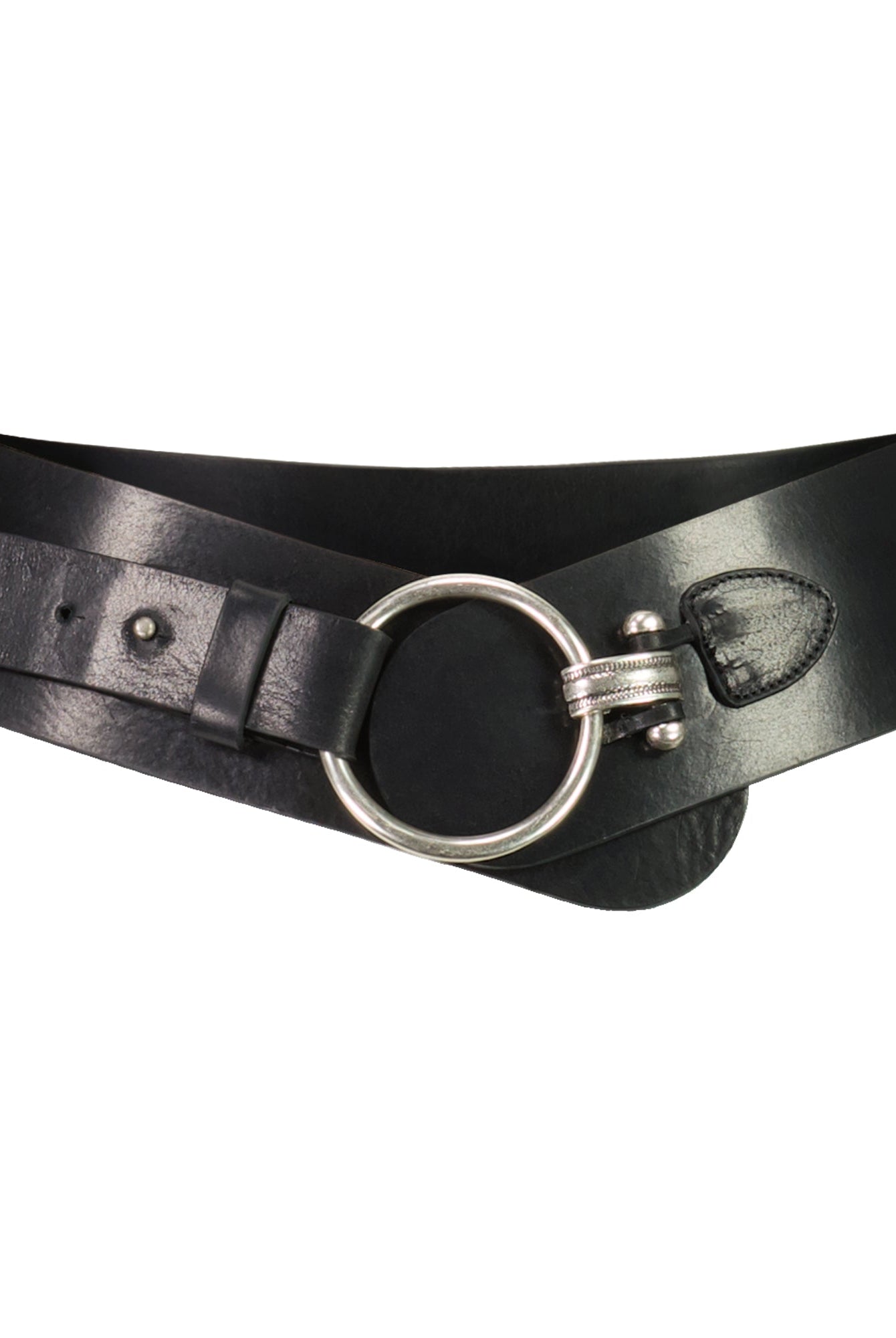 PAULA RYAN O ring Leather Belt - Black/Nickel - Paula Ryan