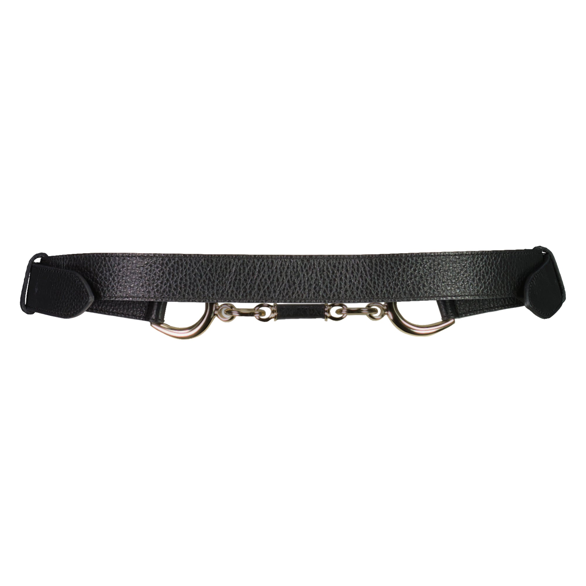 PAULA RYAN Metal Trimmed Leather Belt - Black/Gold - Paula Ryan