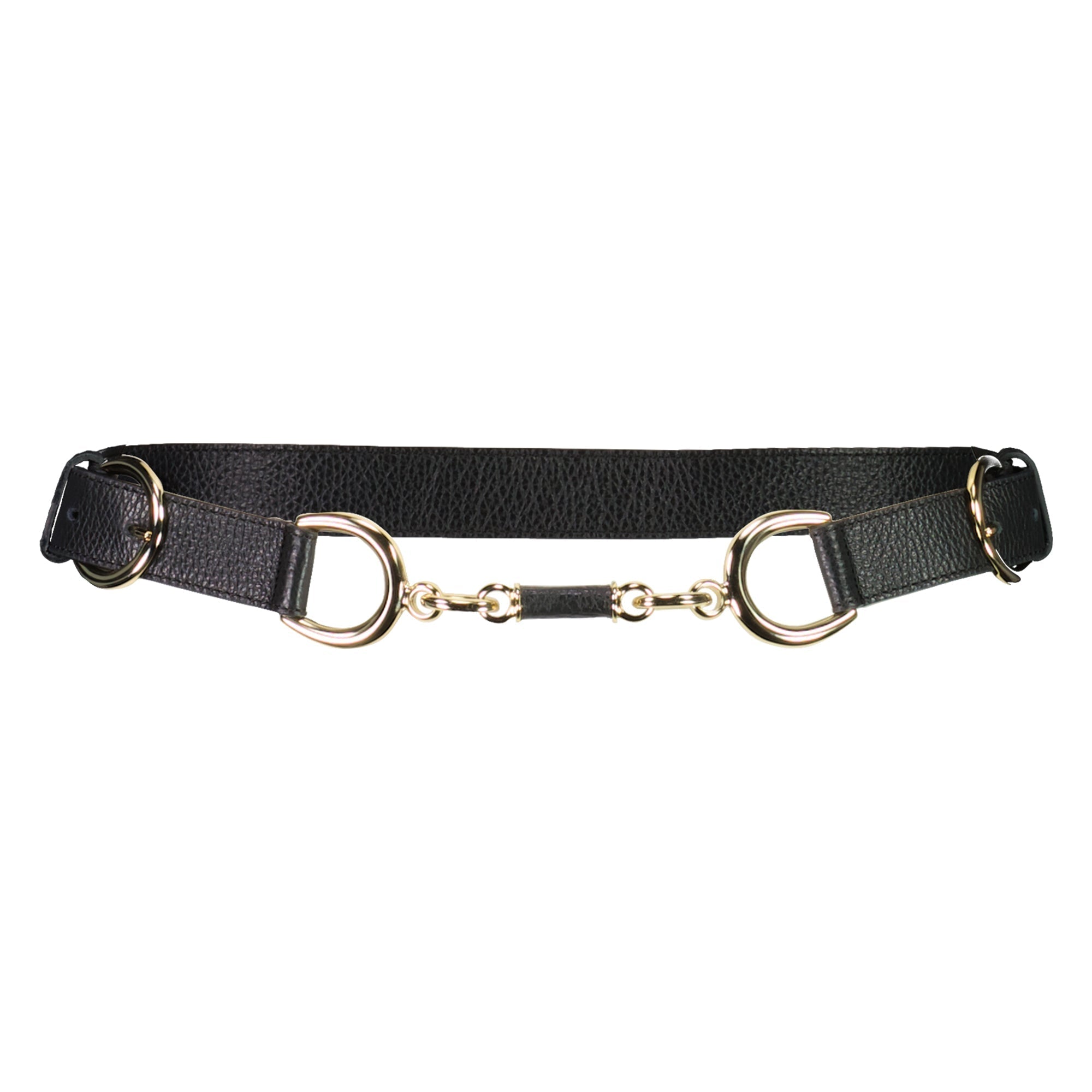 PAULA RYAN Metal Trimmed Leather Belt - Black/Gold - Paula Ryan