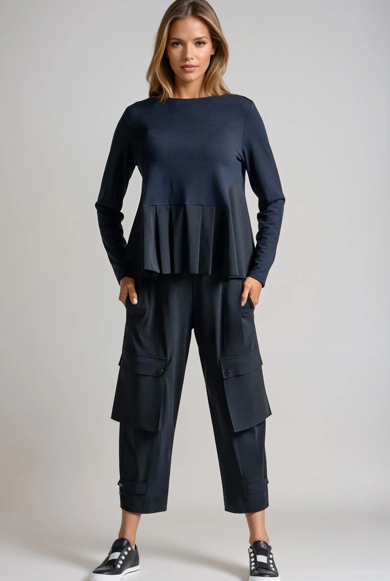 PAULA RYAN Wide Leg Kyoto Pant - Navy - Paula Ryan