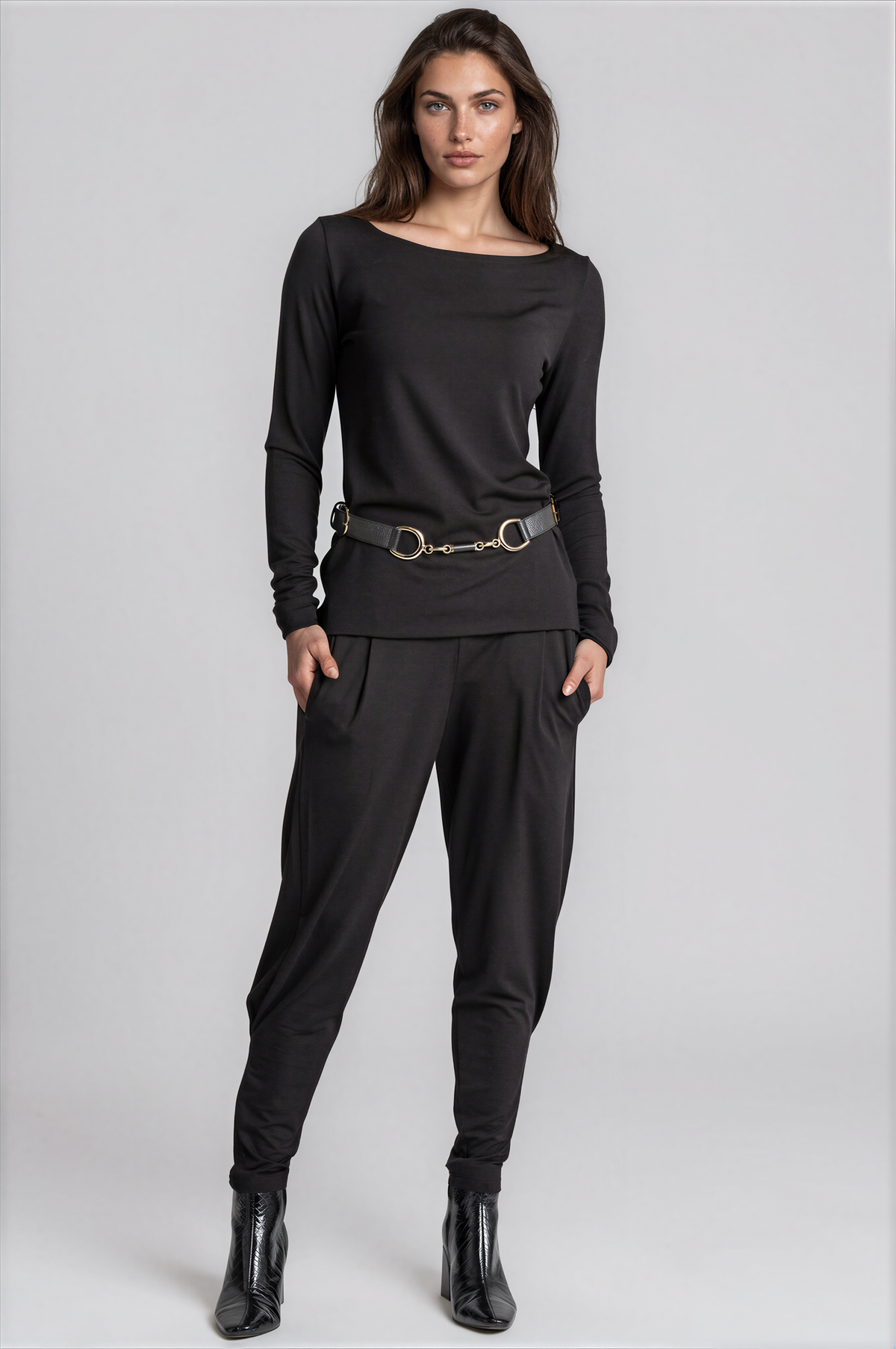 PAULA RYAN Ankle Pleat Basque Pant - Black Merino - Paula Ryan