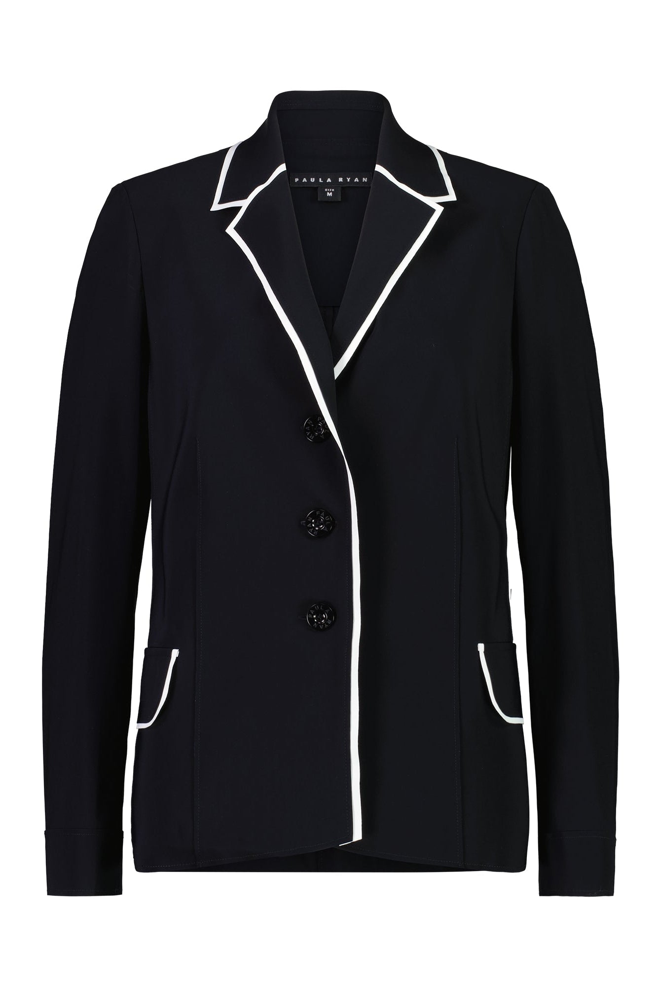PAULA RYAN Contrast Trim Blazer - Black/White - Paula Ryan