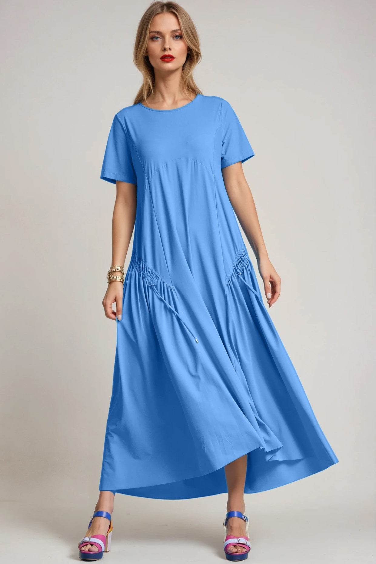 PAULA RYAN Arched Front Dress - Cornflower Microjersey - Paula Ryan