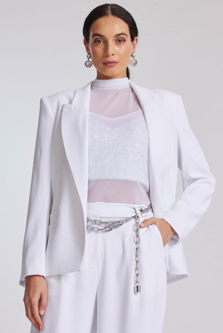 PAULA RYAN Summer Tuxedo Blazer - White - Paula Ryan