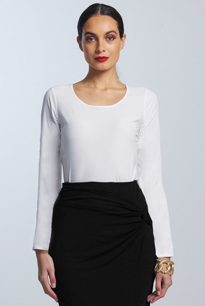 PAULA RYAN Superfine Layering Long Sleeve Body Tee White - Paula Ryan