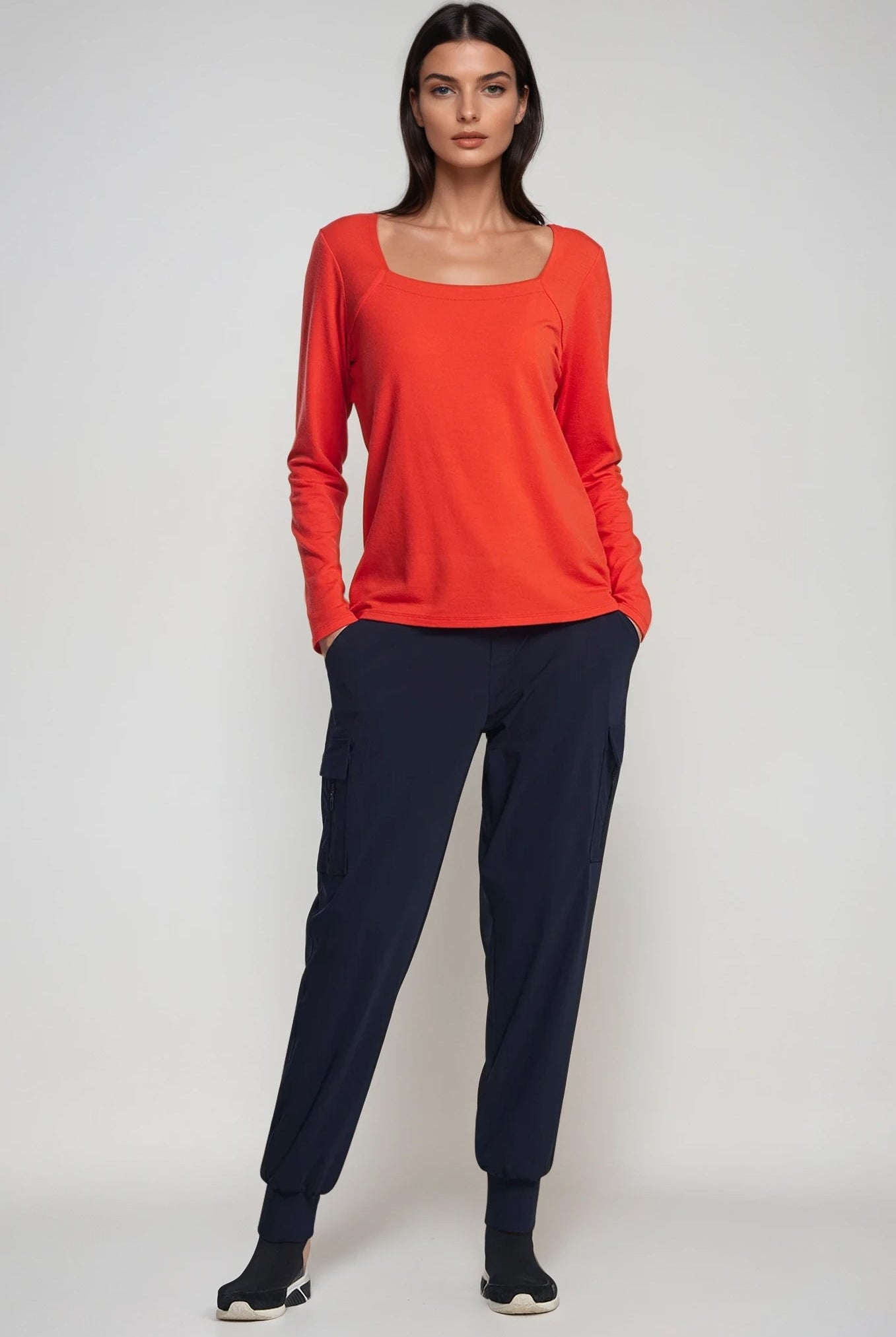 PAULA RYAN (Tall) Cuffed Cargo Pant - Navy - Paula Ryan