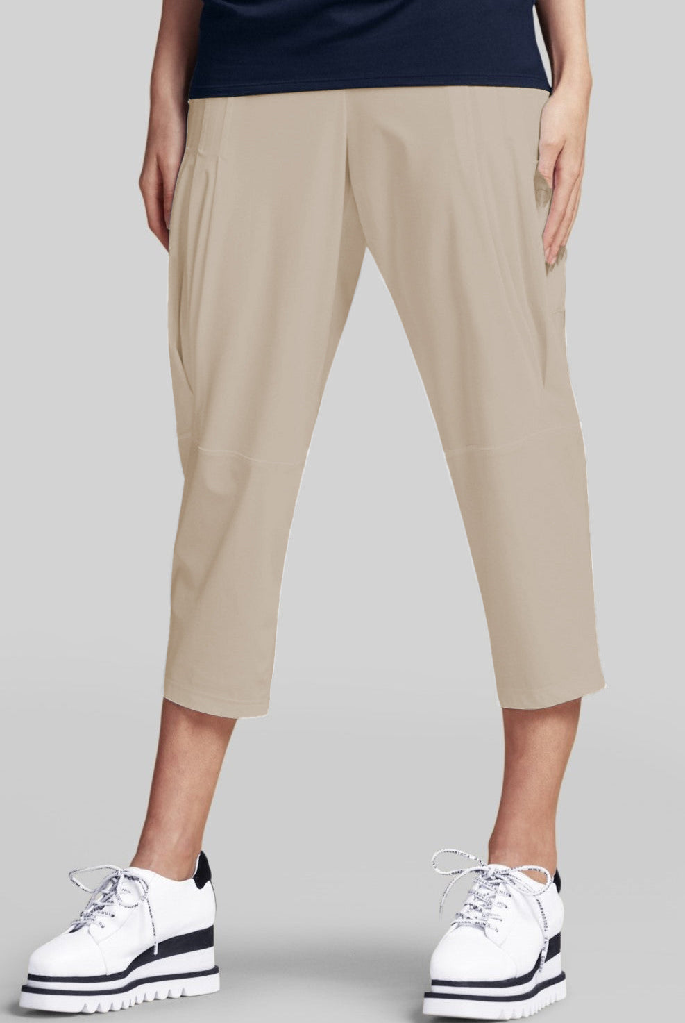 PAULA RYAN Tuck Front Basque Pant - Sand- Microjersey - Paula Ryan
