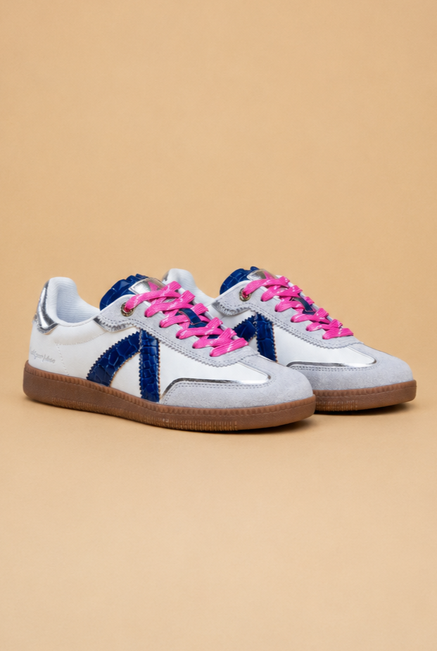 ASFVLT Elite Classic Sneaker - White Navy Croc/Silver - Magpie Style
