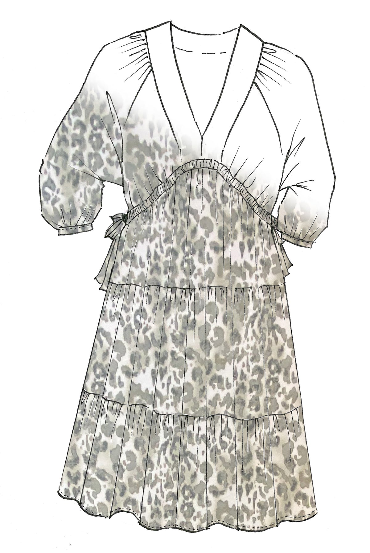 PAULA RYAN RELAXED Side Tie Cheetah Print Peasant Tunic - Cheetah - Paula Ryan