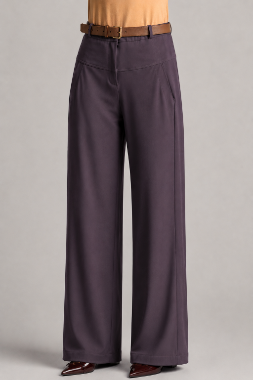 PAULA RYAN Wide Leg Pant - Microjersey Cocoa Plum - Paula Ryan