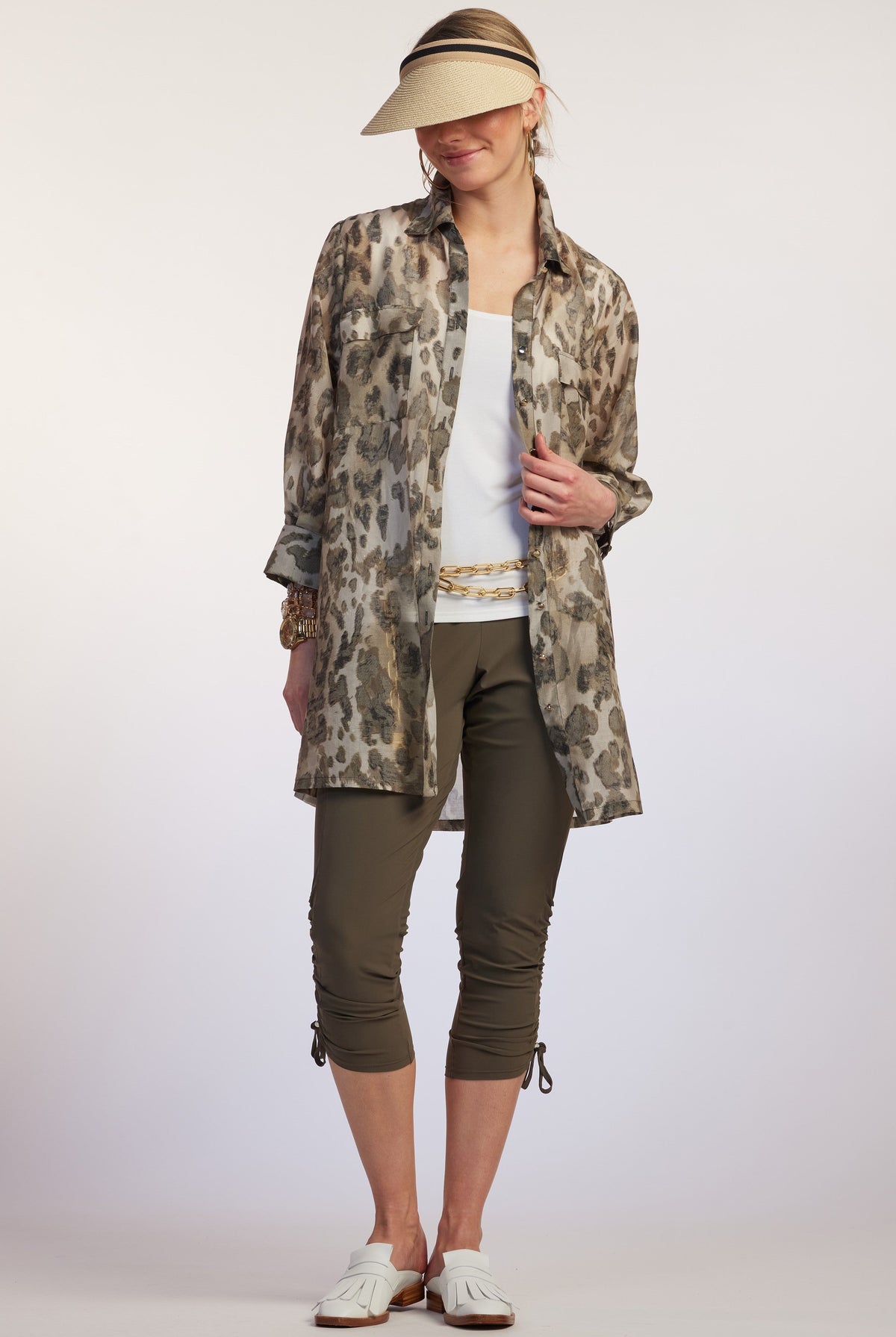 PAULA RYAN RELAXED Cheetah Silk Overshirt - Cheetah - Paula Ryan