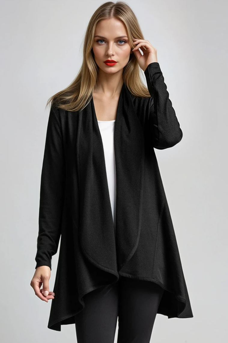 PAULA RYAN Panelled Swing Cardigan - Merino Black - Paula Ryan