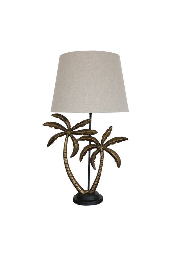 XL Carribean Palm Lamp with Linseed Shade - Magpie Style