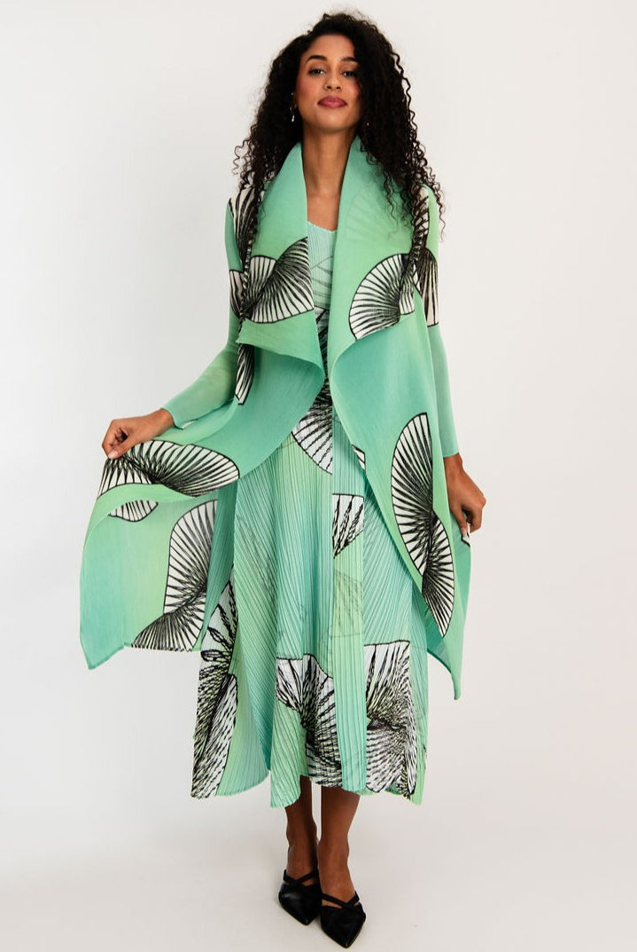 ALQUEMA - Collare Coat - Lime Fan Dance - Magpie Style