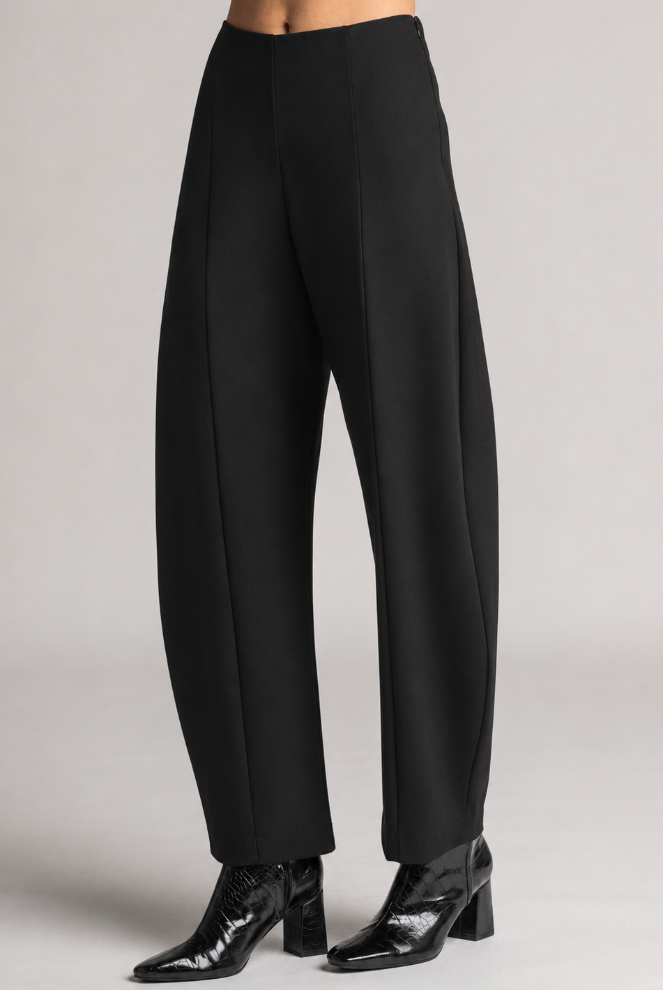 PAULA RYAN Side Zip Barrel Pant - Black Roma - Paula Ryan