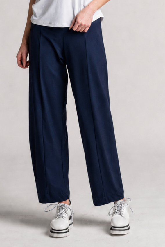 PAULA RYAN Side Zip Barrel Pant - Navy Microjersey - Paula Ryan