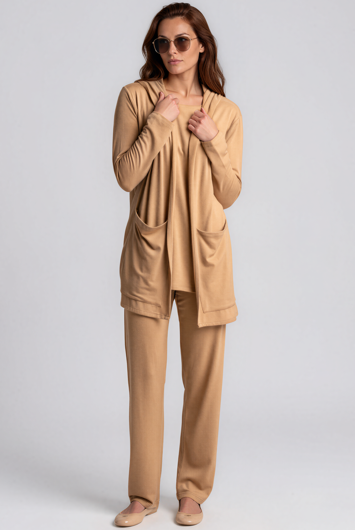PAULA RYAN Hooded Cardigan with Pockets - Merino Camel - Paula Ryan