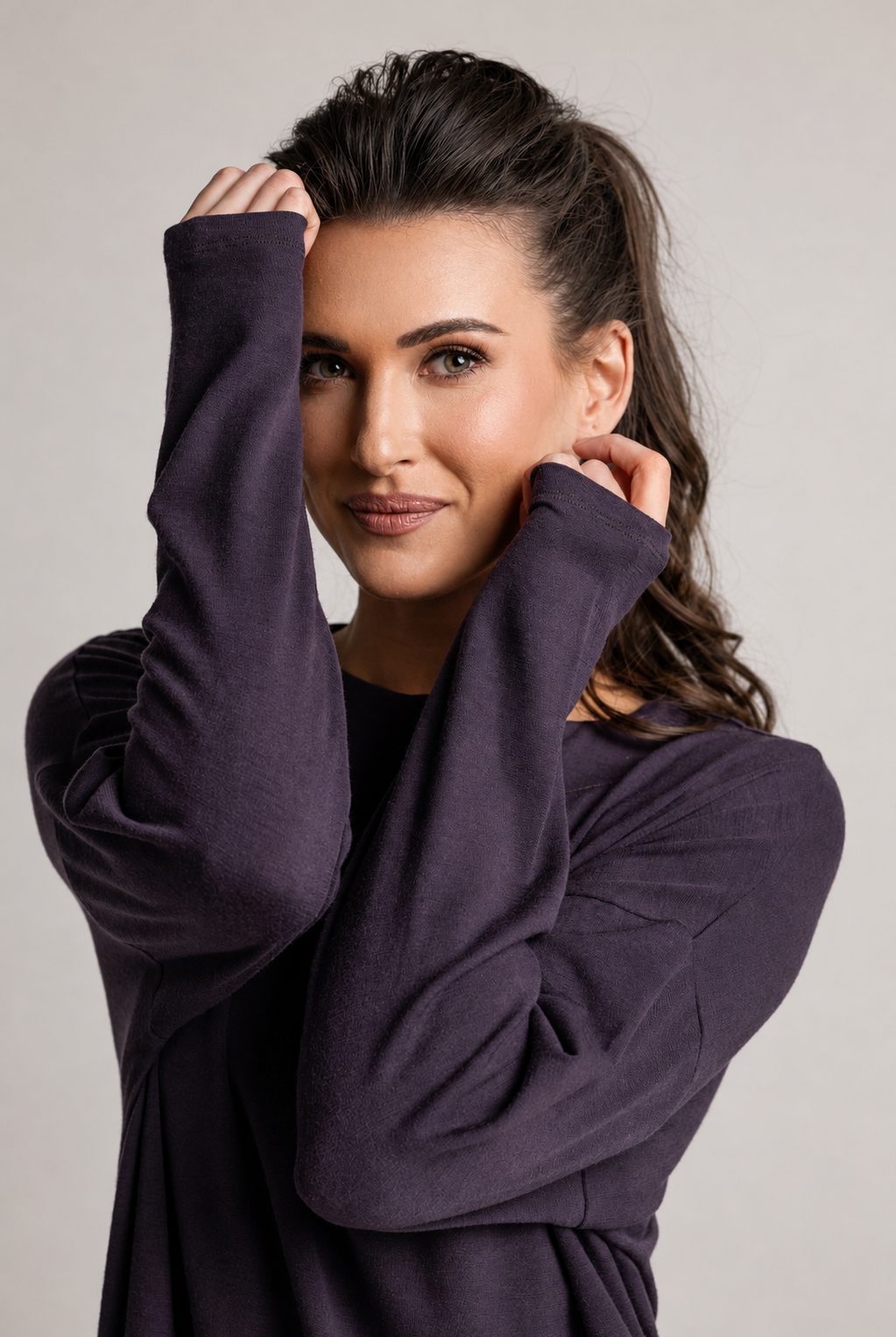 PAULA RYAN Relaxed Boat Neck Tunic - Cocoa Plum Merino - Paula Ryan