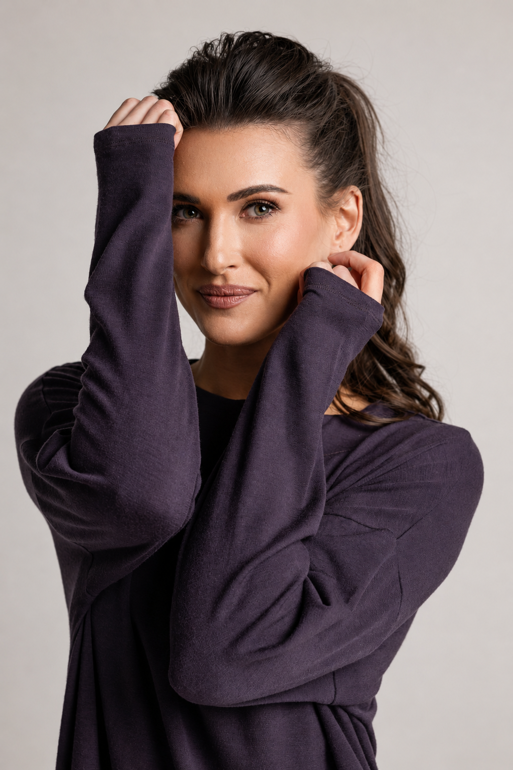 PAULA RYAN Relaxed Boat Neck Tunic - Cocoa Plum Merino - Paula Ryan