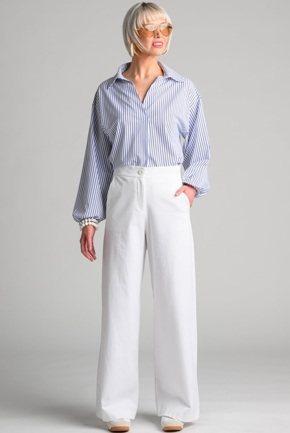 PAULA RYAN Ashford Shirt - Double Stripe Microjersey - Paula Ryan
