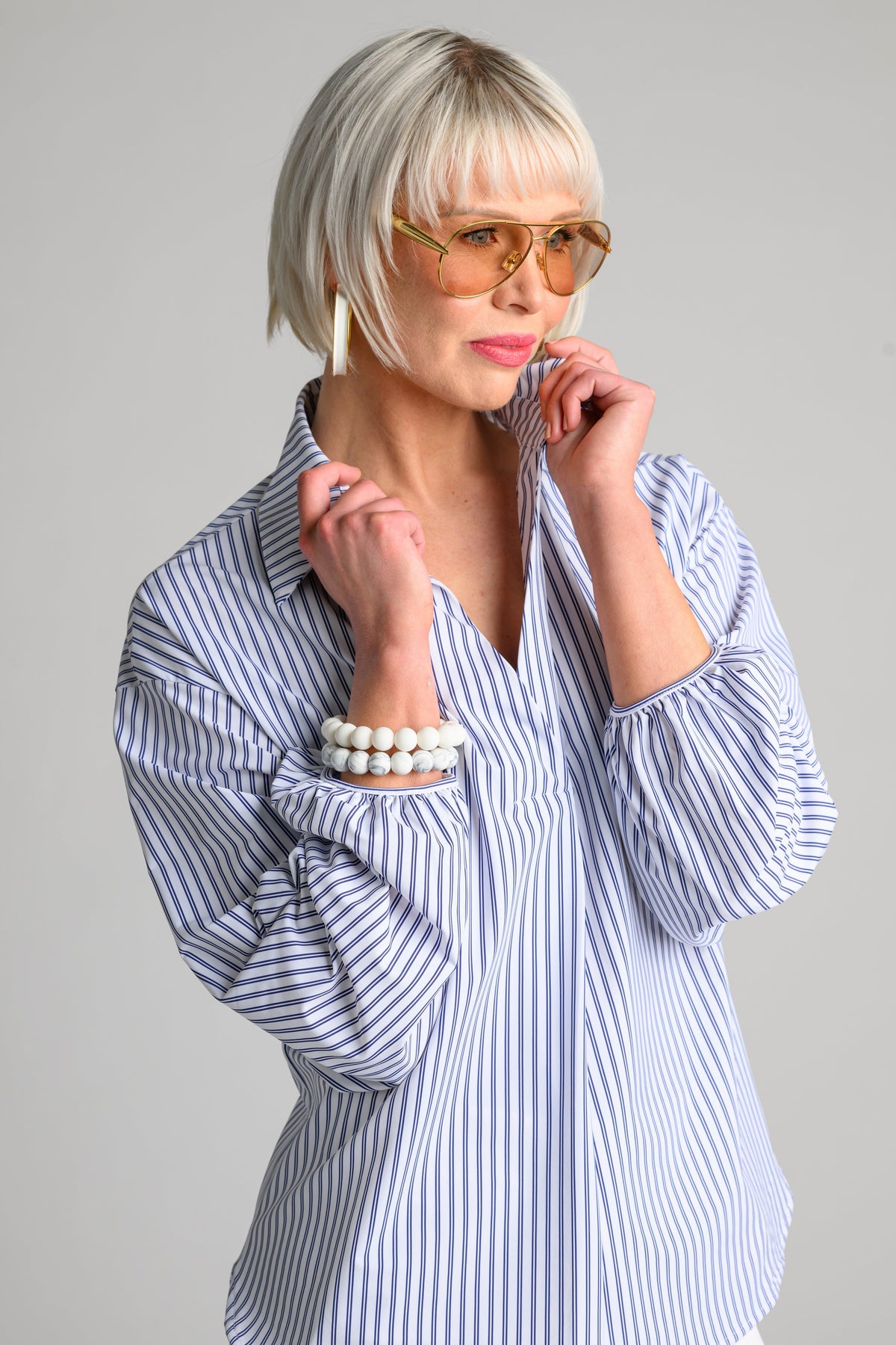 PAULA RYAN Ashford Shirt - Double Stripe Microjersey - Paula Ryan