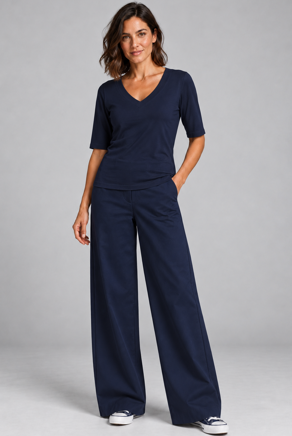 Sailor Stretch Pant - Navy Cotton Drill - Paula Ryan