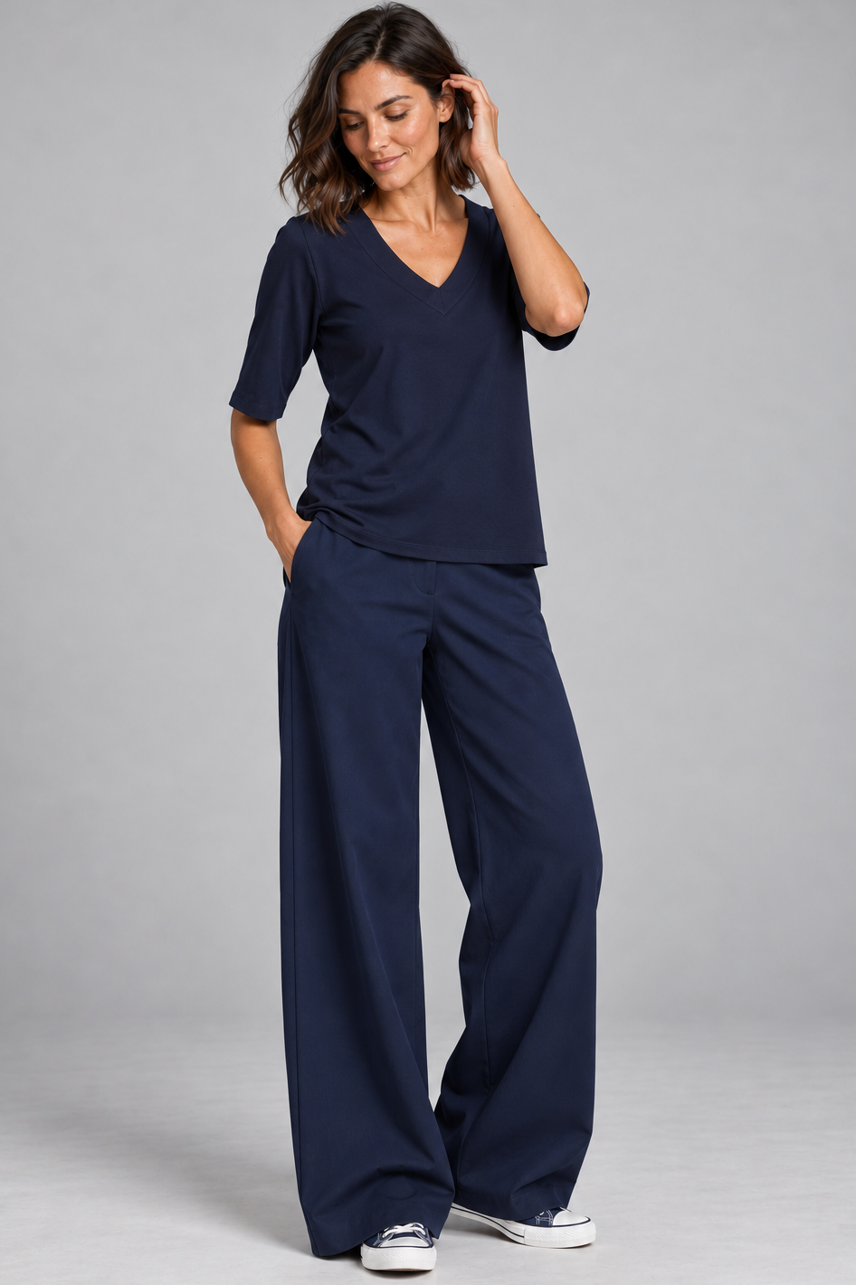 Sailor Stretch Pant - Navy Cotton Drill - Paula Ryan